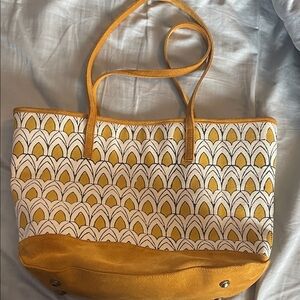 Joyn Yellow and White Tote Bag